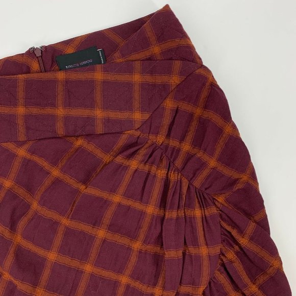 Birgitte Herskind Zaba Skirt Burgundy Plaid Asymmetrical Mini - Picture 4 of 9